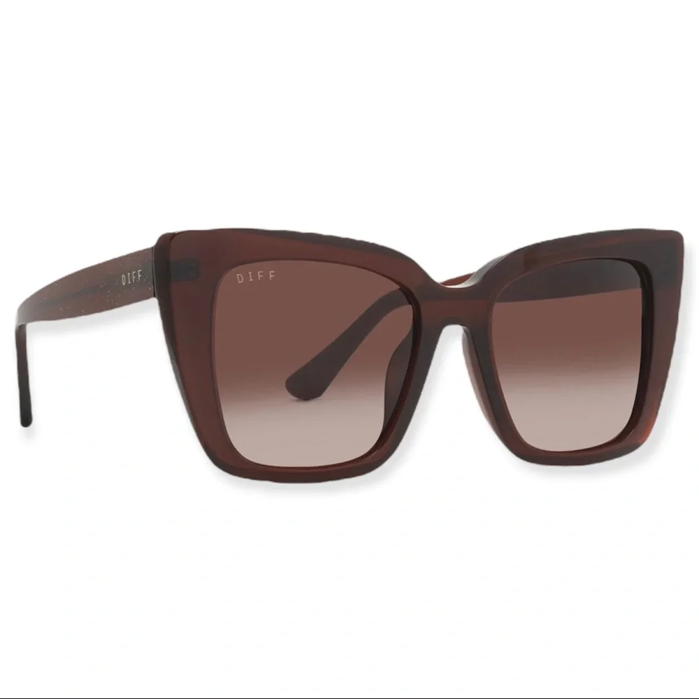 DIFF Lizzy Sunglasses Chestnut Crystal Frame Brown Gradient Lenses Oversized